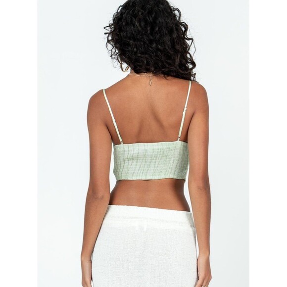 Princess Polly NWT Conaway Corset Ruched Shirred Back Adjustable Top Green 8 - Picture 3 of 7